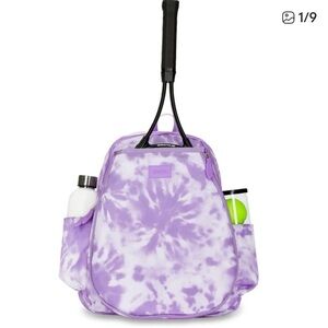Ame & Lulu Game On Tennis Bag 2 Racket Purple Backpack Zip Ball Pockets NWOT
